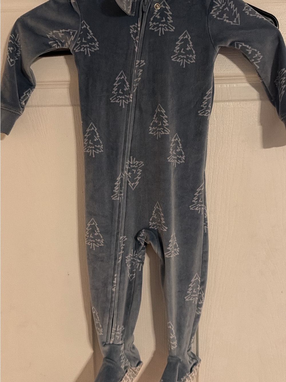 Carter's Slate Blue Footed One-Piece with Tree Print